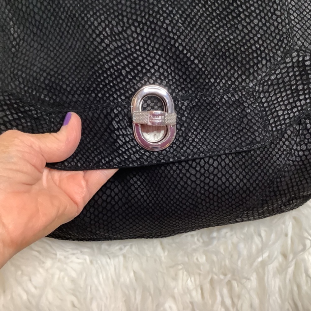 EUC Aimee Kestenburg black suede leather shoulder‎ chest snake - Picture 3 of 17